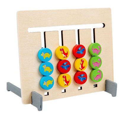 TIPTOP HOYE CRAFTS Wooden Two-side Dinosaur Chess Kids Brain Teasers Logic Game Four Color Game