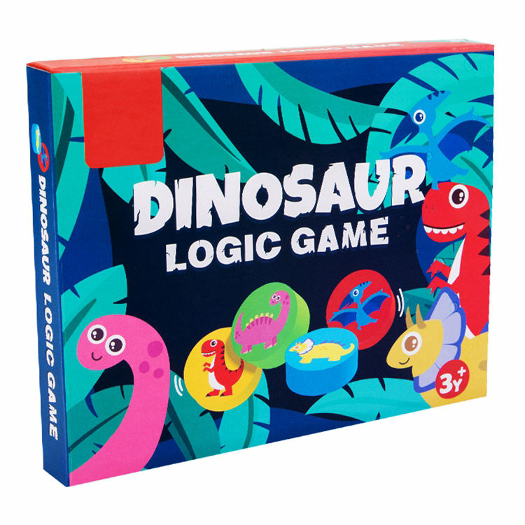 TIPTOP HOYE CRAFTS Wooden Two-side Dinosaur Chess Kids Brain Teasers Logic Game Four Color Game
