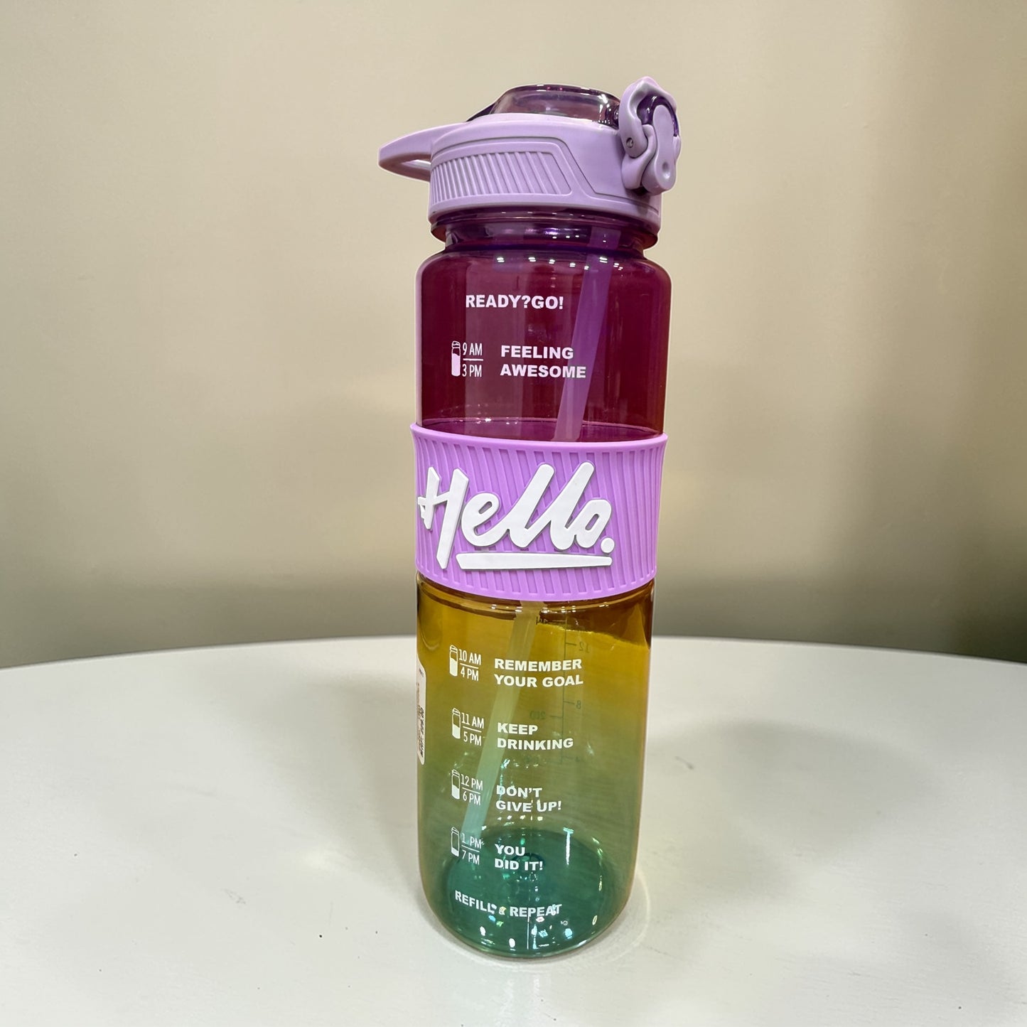 Hello Motivational Water Bottle | Detail View