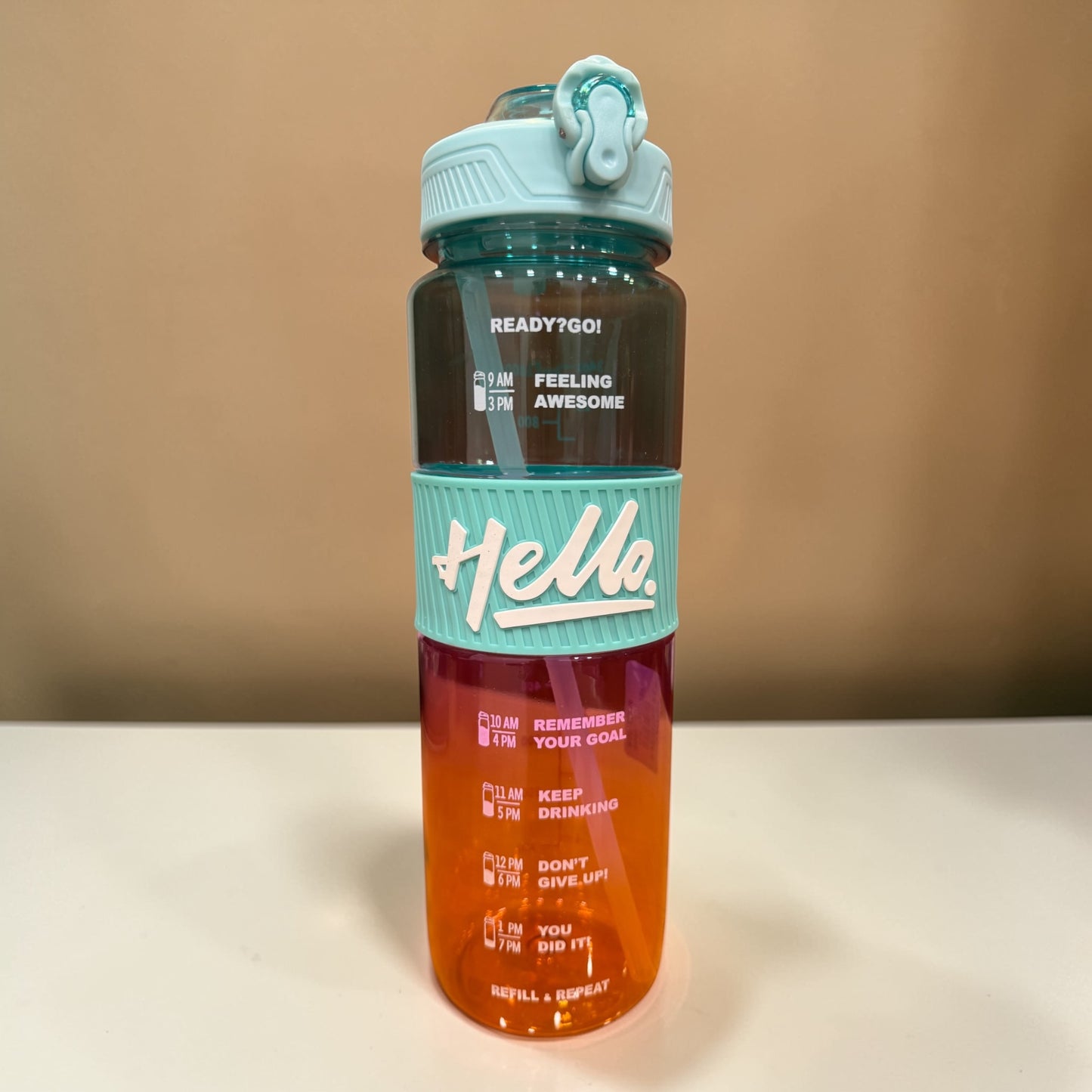 Hello Motivational Water Bottle | Colour Detail