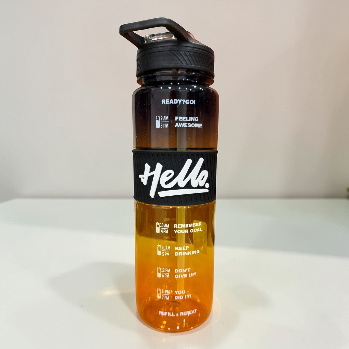 Hello Motivational Water Bottle 1 Litre | BPA-Free Leak-Proof Sipper