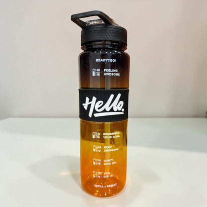 Hello Motivational Water Bottle 1 Litre | BPA-Free Leak-Proof Sipper