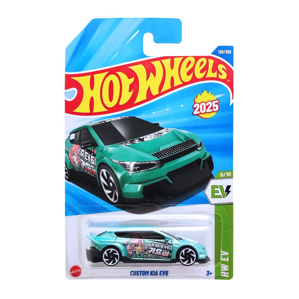 Hot Wheels 1:64 Scale Custom Kia EV6 Die-Cast Green Toy Car