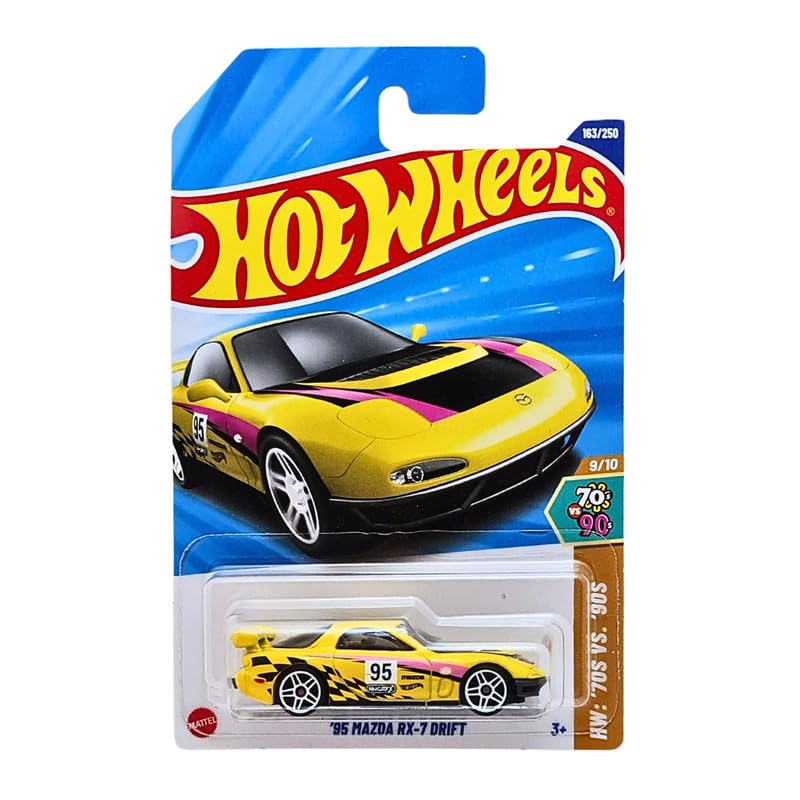 Hot Wheels 2025 '95 Mazda RX-7 Drift Yellow Die-Cast Car