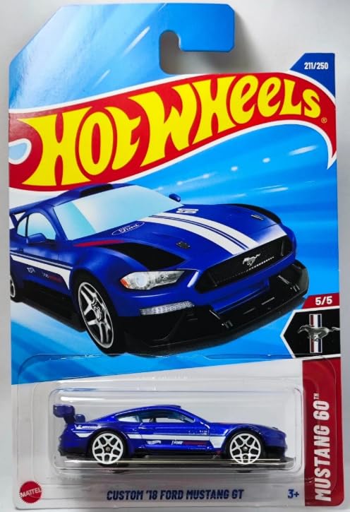 Hot Wheels Custom 18 Ford Mustang GT Blue Diecast Car