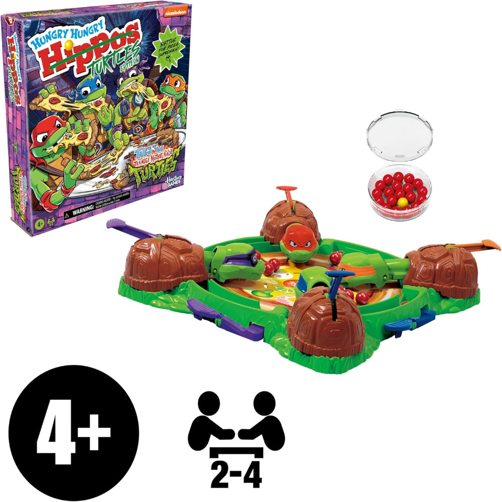 TMNT Hungry Hungry Hippos Game: Fast-Paced Pizza Chomping Family Board Game