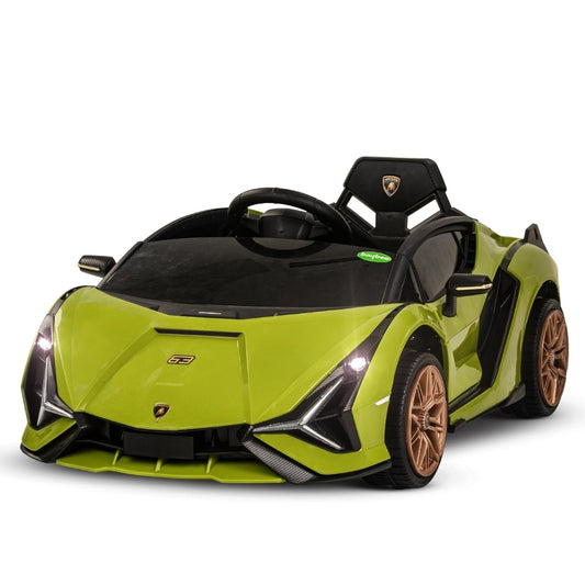 Tip Top Kids Ride on Car,12V Lamborghini Sian Electric Car for Boys Girls,Remote Control,Kids Ride on Toy Car,Electric Vehicle (Green)