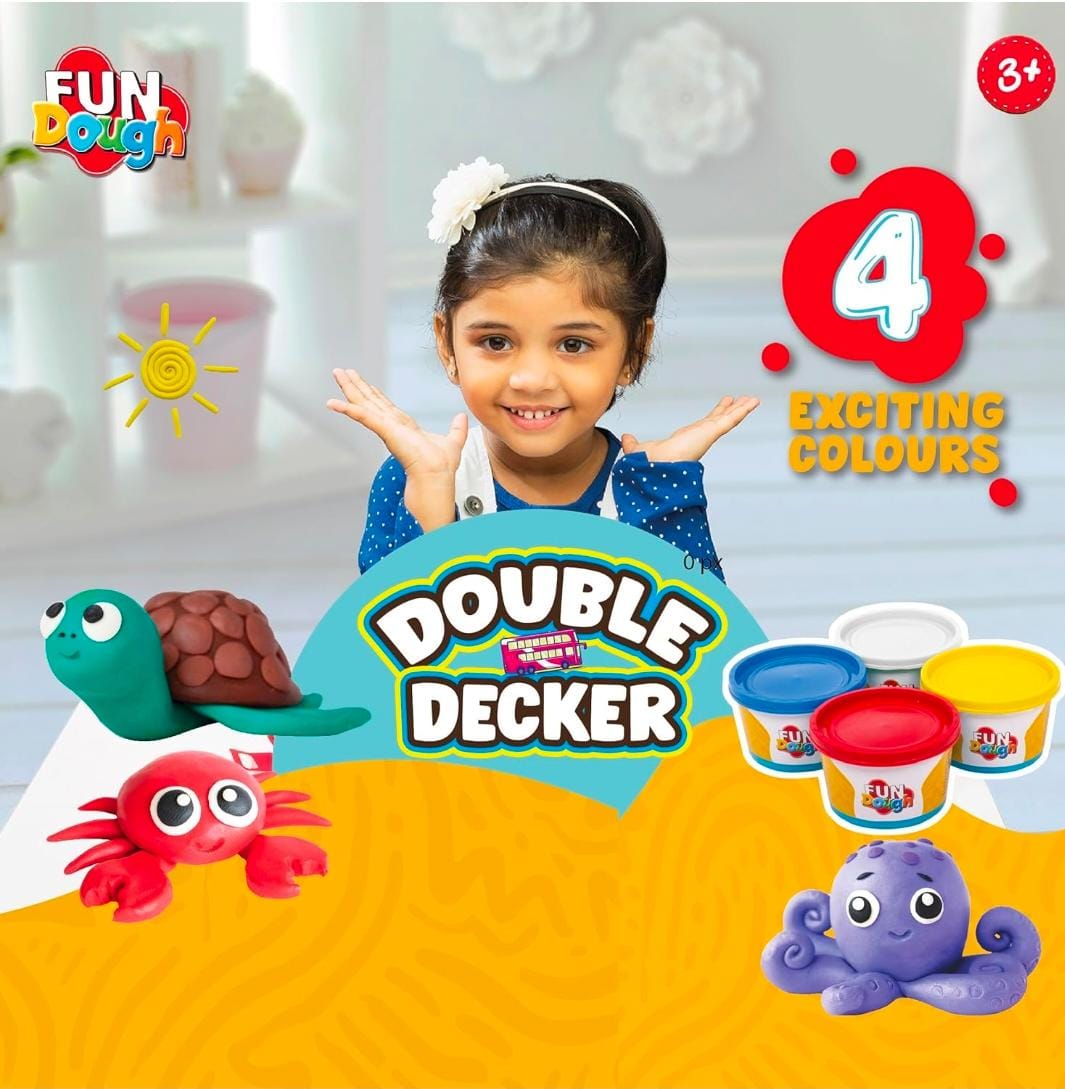 Fun Dough Double Decker with 4 exciting colours for 3+ years by Funskool