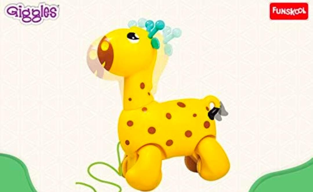 Giggles - Nico The Giraffe, Cute little Giraffe, Pull Along Toy, Head bobs up and down, tail wags, 18+ months by Funskool