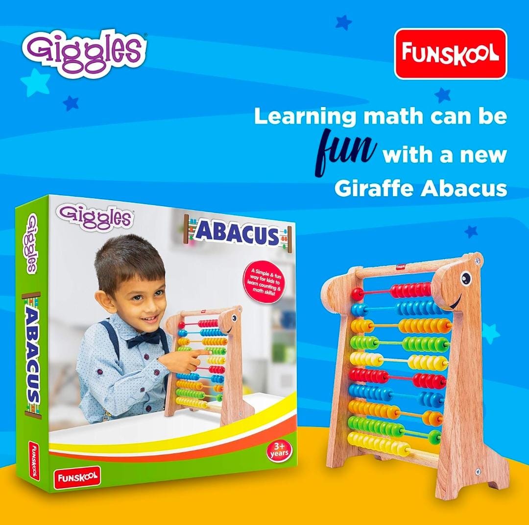 Giggles - Abacus, Multicolour Wooden Educational Toy, Early Math Skills, 3+ years, Preschool Toys (1 pieces) by Funskool