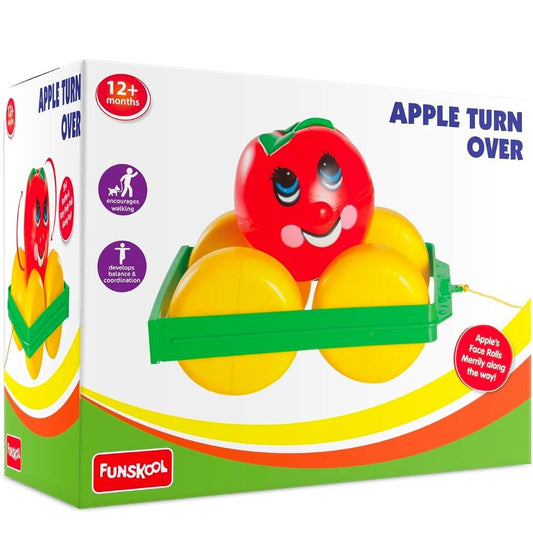 Giggles - Apple Turn over, Pull Along Toy, Encourages Walking, Rattling Sound for 12+ months infant and kids by Funskool