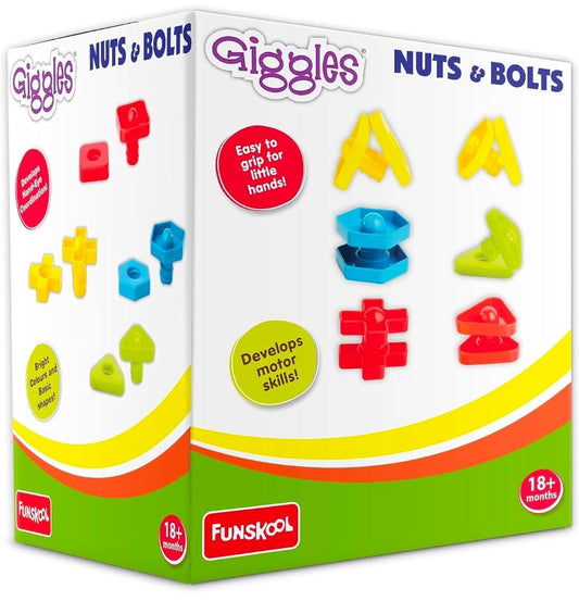 Giggles - Nuts and Bolts, Interlocking Educational Blocks, Shape & Colours, 18+ months by Funskool