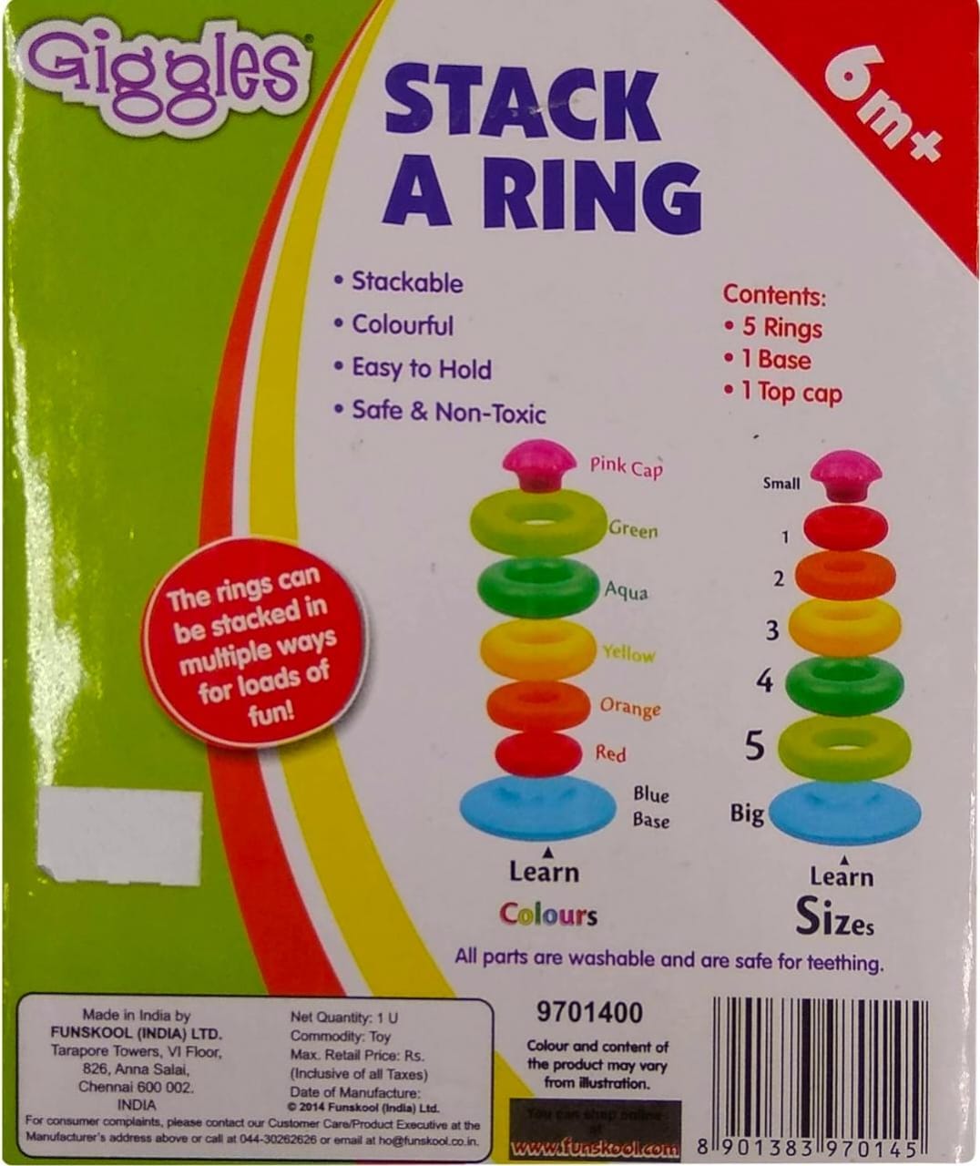 Giggles Stack A Ring - Multicolour Carton for 6+ months by Funskool