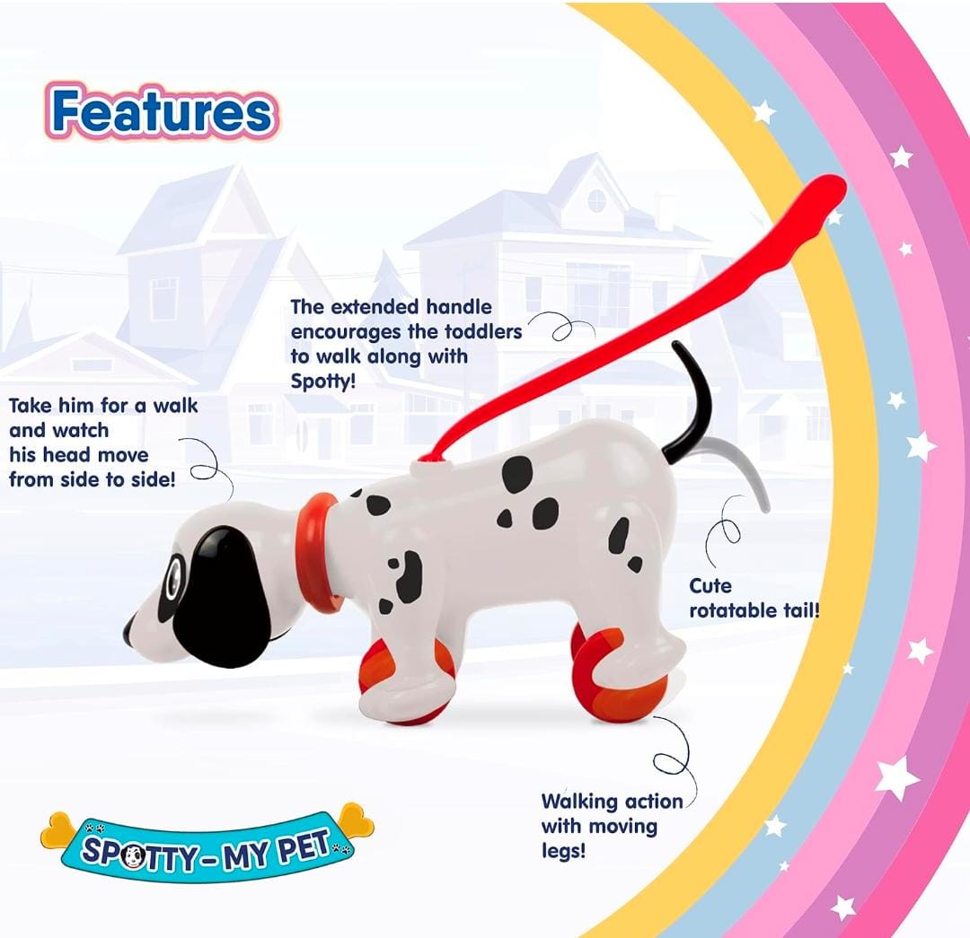 Giggles - Spotty My PET-Pull Along Toy, Encourages Walking, Funny Walking Style, Infant & Pre-School Plastic Toy, 18+ Months by Funskool