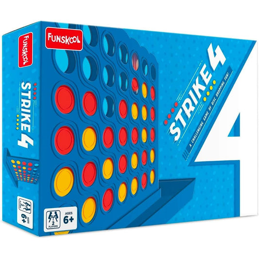 Funskool Games - Strike 4, Classic disc Dropping Game, Get 4 in a Row, Connect Game, 2 Players, 6 & Above