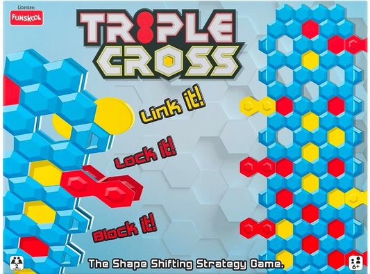 Funskool Games - Triple Cross, The shapeshifting strategy game, Get 3 disc in a row, kids, adults & family, 2 players, 6 & above