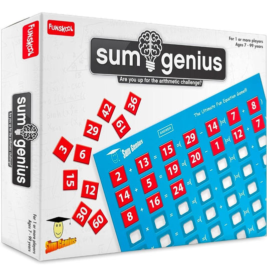 Funskool Games - Sum Genius, Educational Game for Children, Maths, The Ultimate Fun Equation Game, Kids and Family, 1+ Player, 7 & Above,Multicolor
