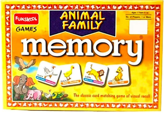 Funskool Games - Memory Animal Family, Educational matching picture game for children, kids & family, 1 - 4 players, 5 & abov