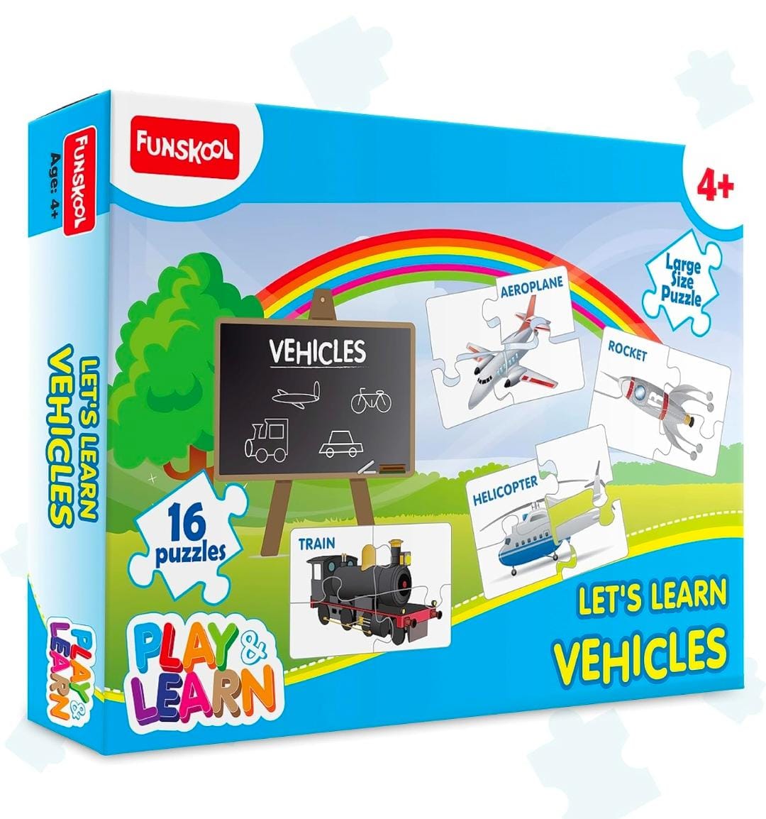 Funskool - Play & Learn-Vehicles,Educational,16 Pieces,Puzzle,for 3 Year Old Kids and Above,Toy