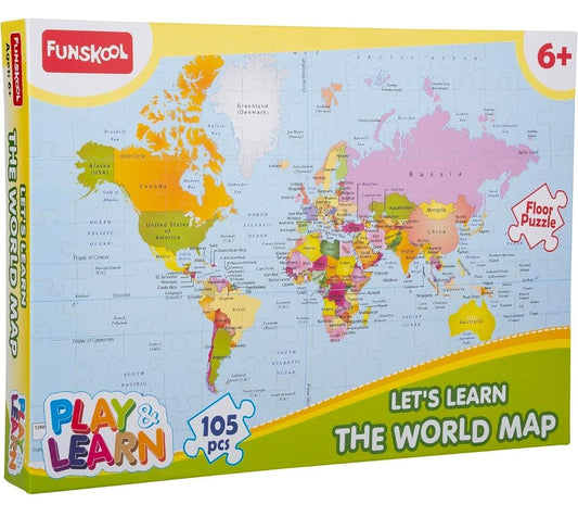Funskool Play & Learn-World Map, Educational, 105 Pieces, Puzzle, For 6 Year Old Kids And Above