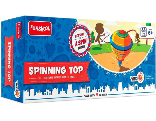 Funskool Games, Spinning top, The Traditional Outdoor Games of India,2 Traditional Wooden Spinning top, Outdoor and Indoor Toy, 1-2 Players, Ages 6 and Above