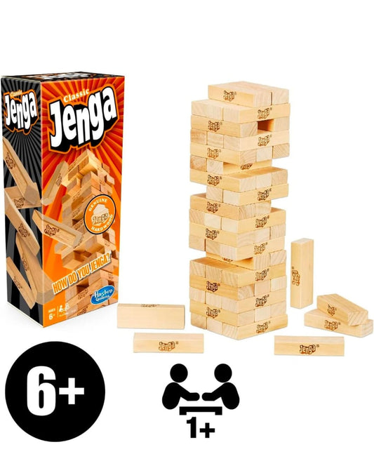 Jega Classic by Hasbro, Original Hardwood Blocks Stacking Tower Game, Fun Family Game for Age 6+