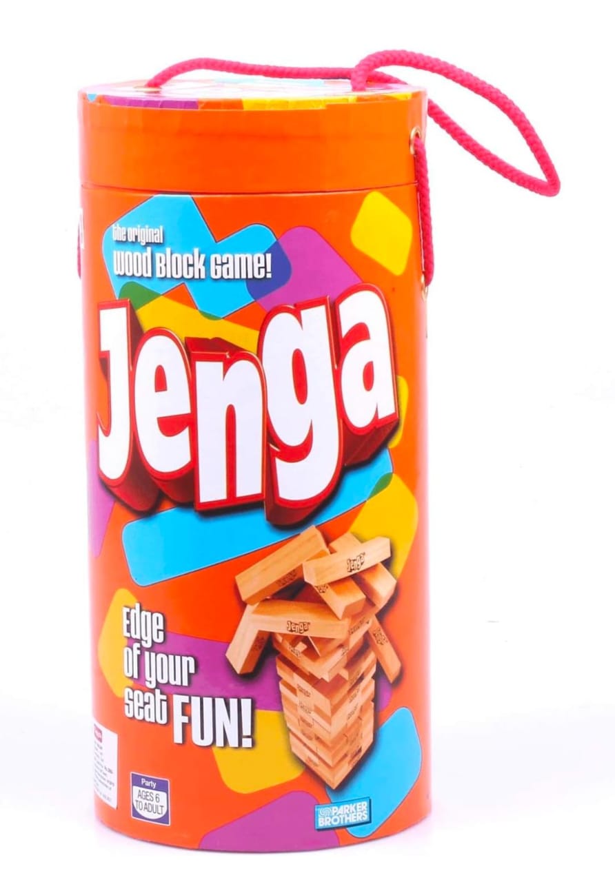 Jenga Game by Hasbro, Tube Pack, Original Hardwood Blocks Stacking Tower Game, Fun Family Game Toy for Age 6+