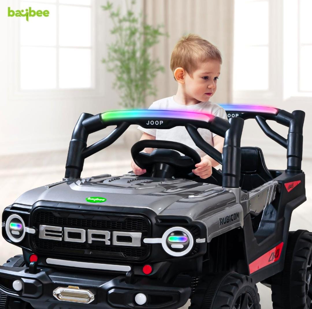 Tip Top Rechargeable Battery Operated Jeep for Kids, Ride on Toy Kids Car with Light & Music | Baby Big Battery Car | Electric Jeep Car for Kids to Drive 2 to 6 Years Boy Girl (Eoro Painted ASH)