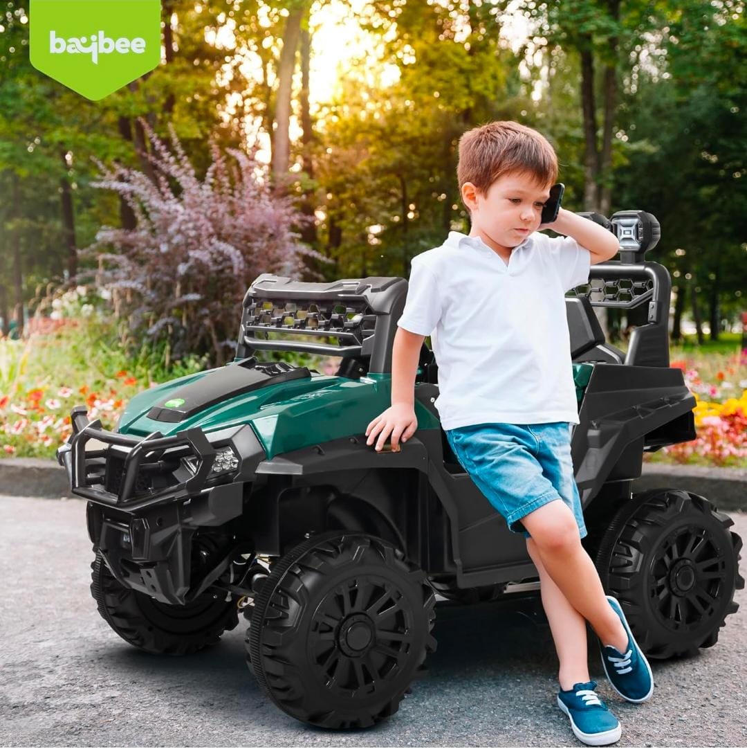 Tip Top Rechargeable Battery Operated Jeep for Kids, Ride on Toy Baby Car with Music & Light | Kids Jeep Battery Car | Electric Jeep Car for Kids to Drive 3 to 8 Years Boy Girl (Dark Green)