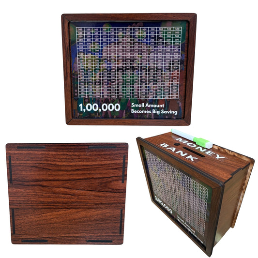 TIPTOP Handcrafted Wooden 1 lakh Money Savings Box