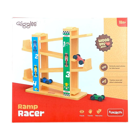Funskool Ramp Racer Wooden Racing Toy with 3 Mini Cars