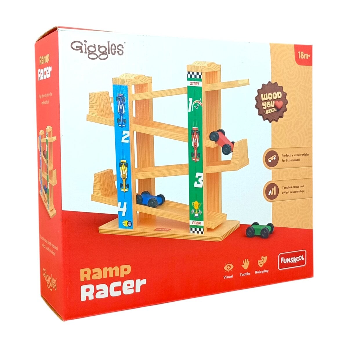 Funskool Ramp Racer Wooden Racing Toy with 3 Mini Cars