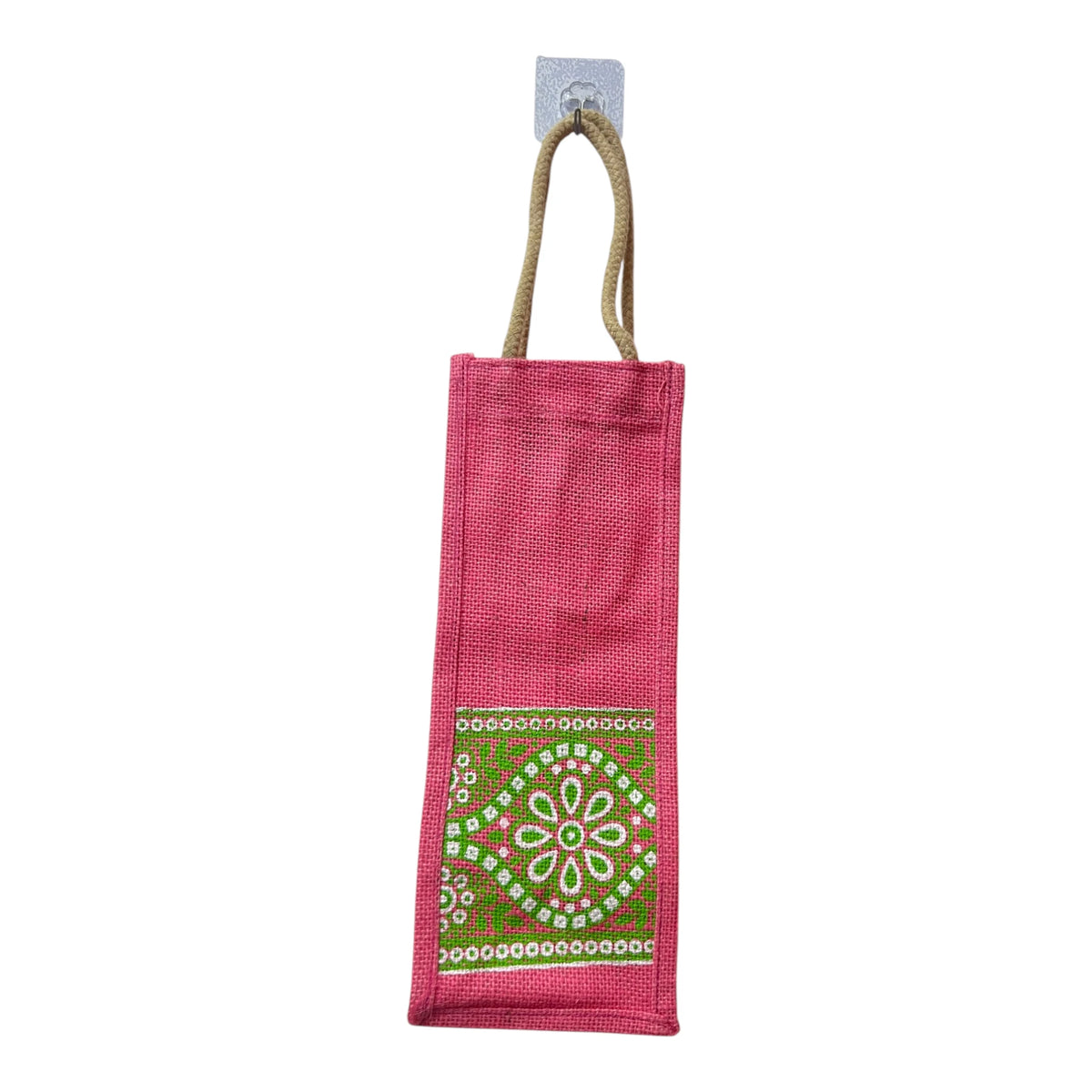 Jute Printed Water Bottle bag with handle