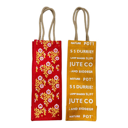 Jute Printed Water Bottle bag with handle