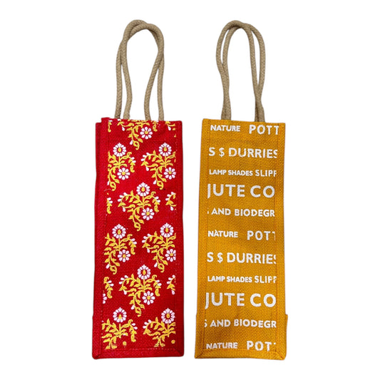 Jute Printed Water Bottle bag with handle