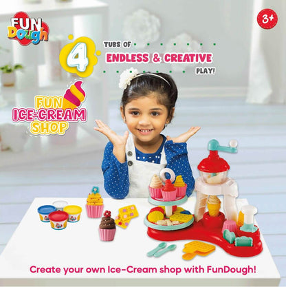 Fun Ice Cream Shop Dough Playset with Molds & Extruder for Creative Kids