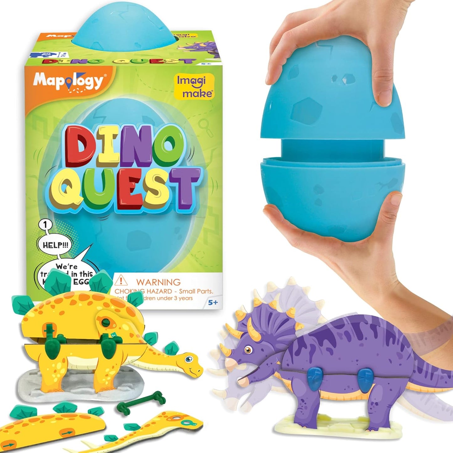 Imagimake Dino Quest 3D Puzzle: Surprise Egg Dinosaur Toy for Kids 5-8