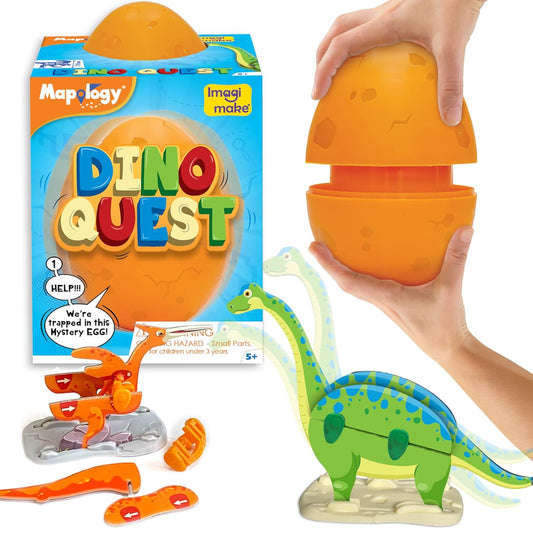 Imagimake Dino Quest 3D Puzzle: Surprise Egg Dinosaur Toy for Kids 5+ (37 pcs)