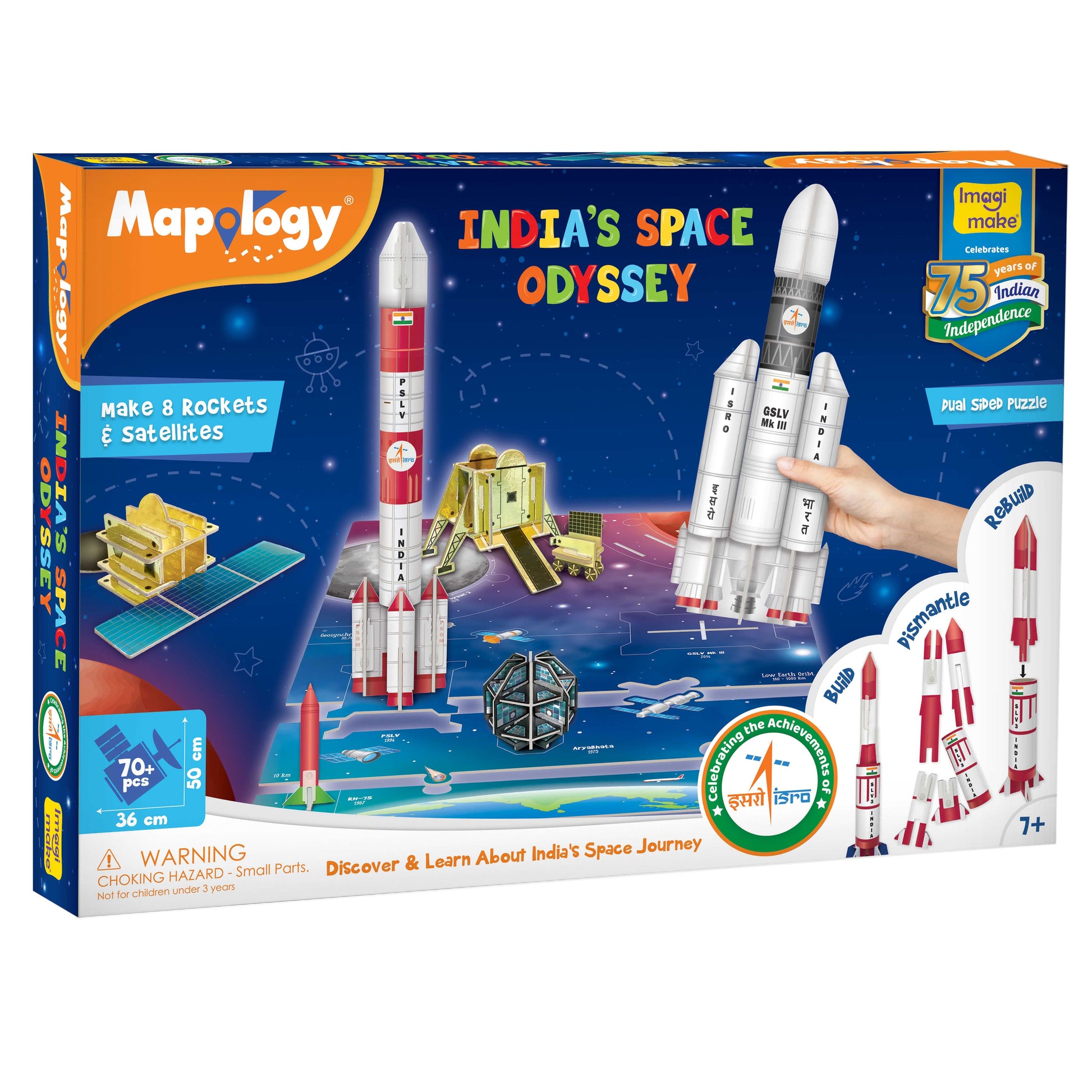 Imagimake Mapology India's Space Odyssey: Educational Rocket Satellite Model Kit & Puzzle