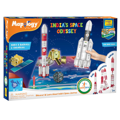 Imagimake Mapology India's Space Odyssey: Educational Rocket Satellite Model Kit & Puzzle