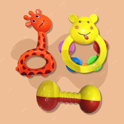 8 Pcs Rattle Set with Teathers for Newborn Baby.