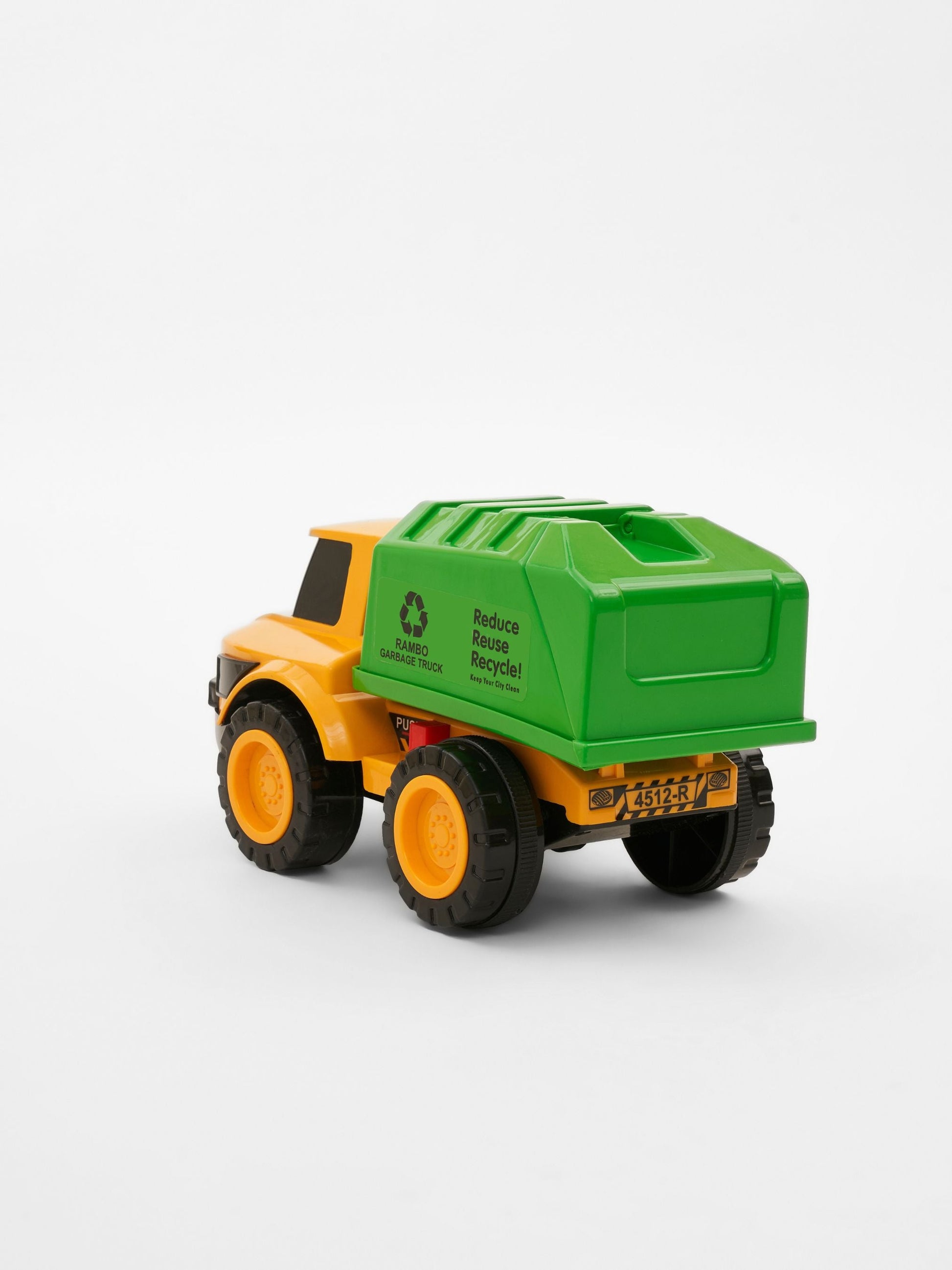 RAMBO Realistic Friction Powered Garbage Truck Toy Kids Educational Waste Management