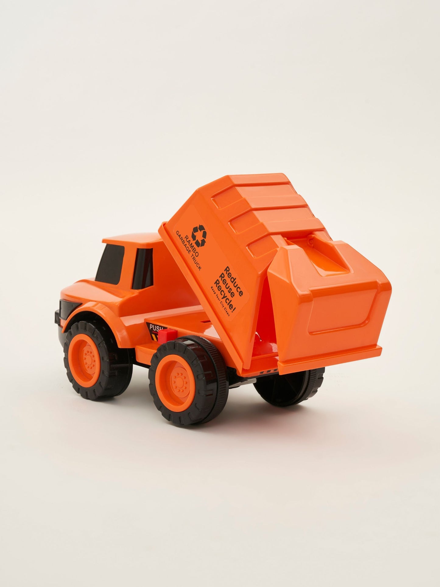 RAMBO Realistic Friction Powered Garbage Truck Toy Kids Educational Waste Management