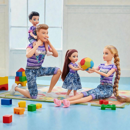 Family Doll Set with Movable Limbs for Kids