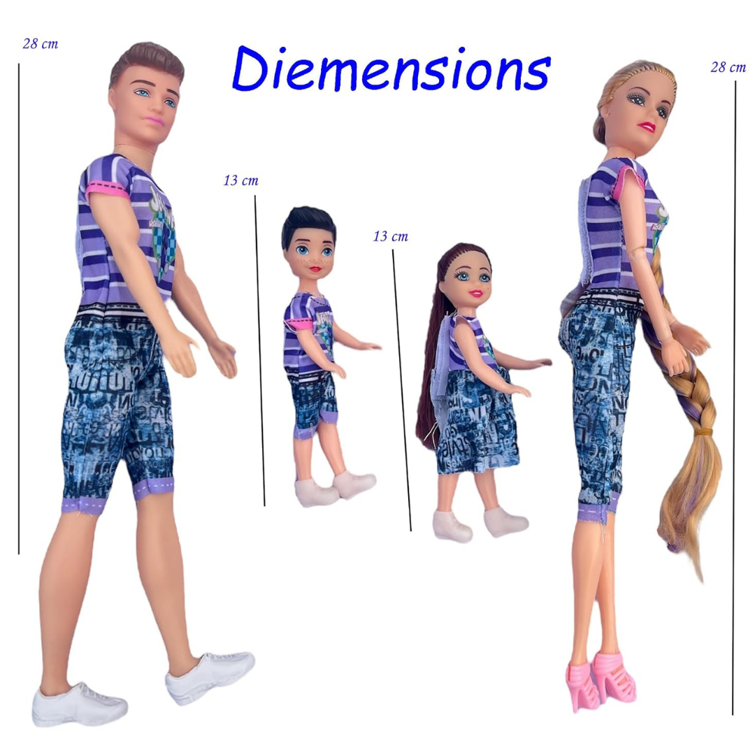 Family Doll Set with Movable Limbs for Kids