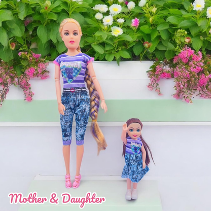 Family Doll Set with Movable Limbs for Kids