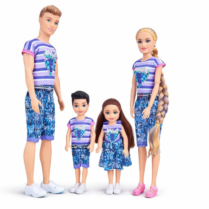 Family Doll Set with Movable Limbs for Kids