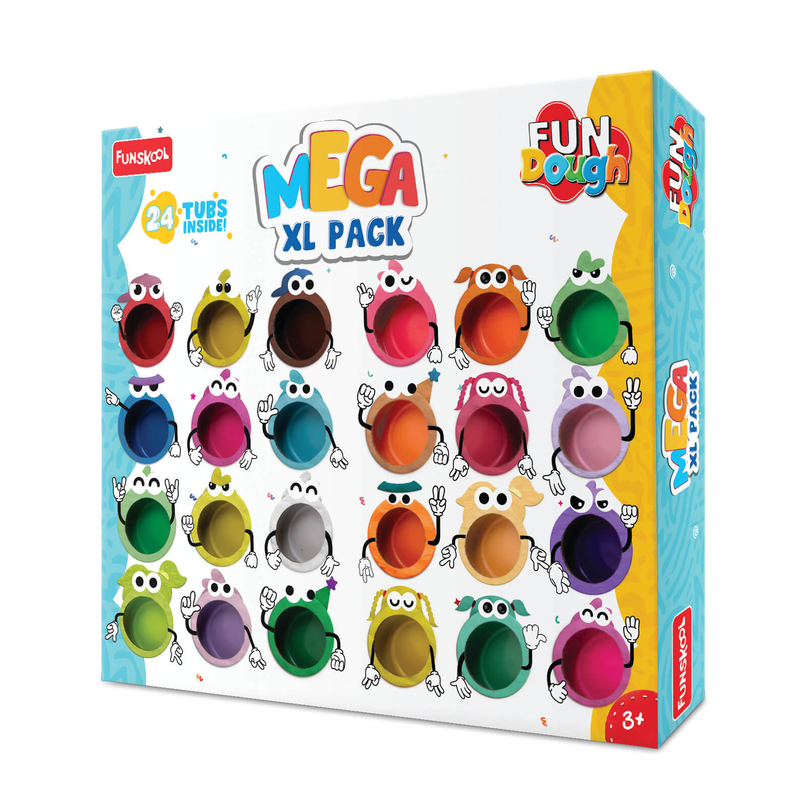 Fundough Mega XL Pack: 24 Vibrant Non-Toxic Play Dough Tubs for Kids