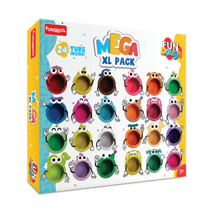 Fundough Mega XL Pack: 24 Vibrant Non-Toxic Play Dough Tubs for Kids