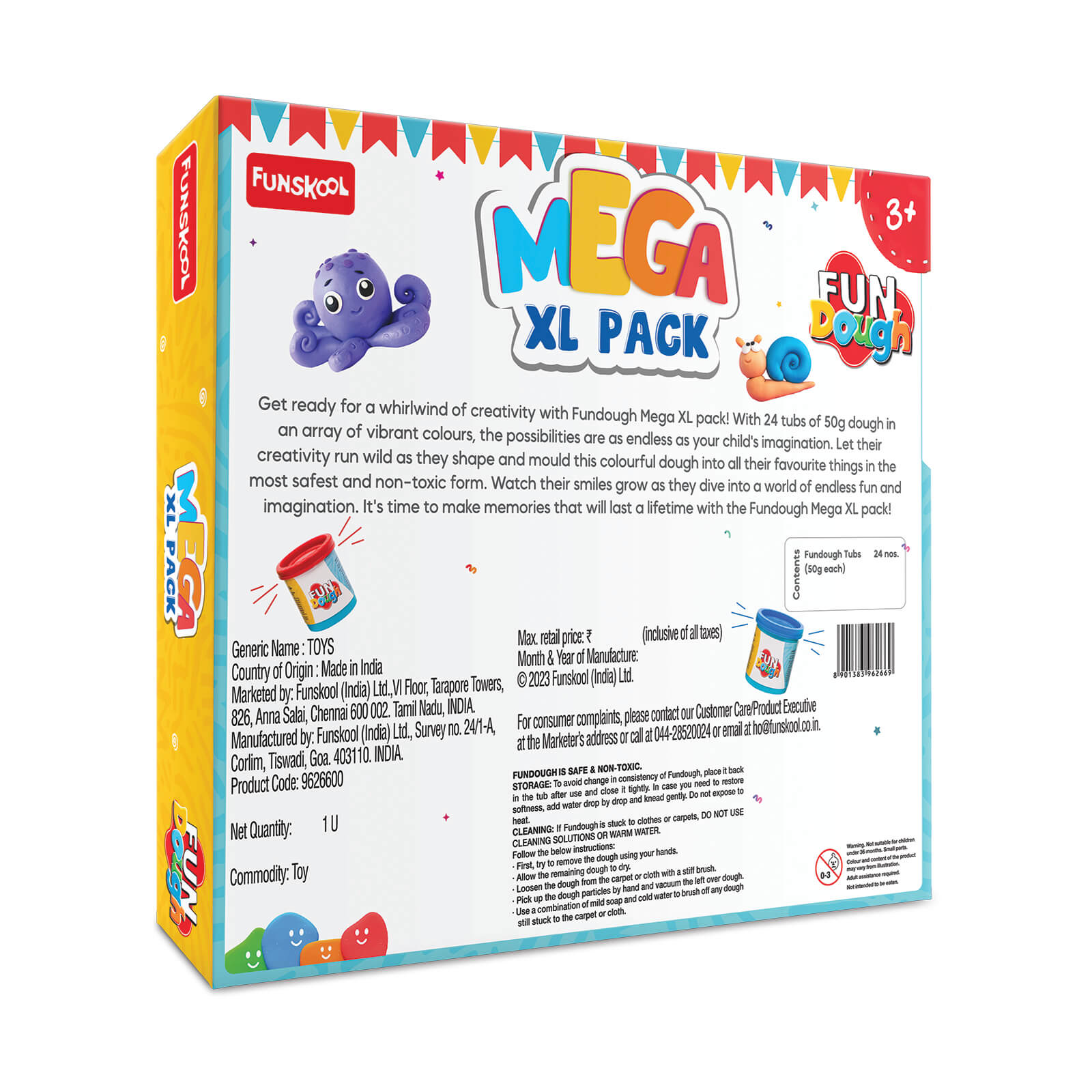 Fundough Mega XL Pack: 24 Vibrant Non-Toxic Play Dough Tubs for Kids